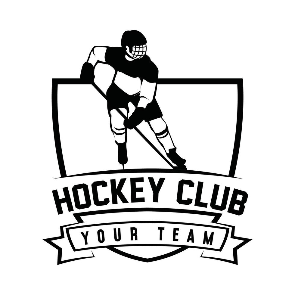 Ice Hockey Logo emblem, Ice hockey player silhouette, vector logo