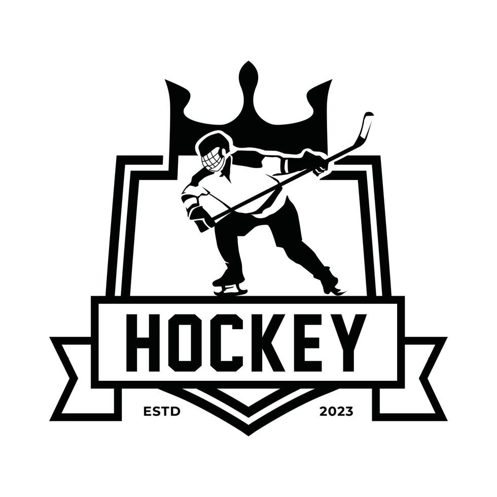 Ice Hockey Logo emblem, Ice hockey player silhouette, vector logo