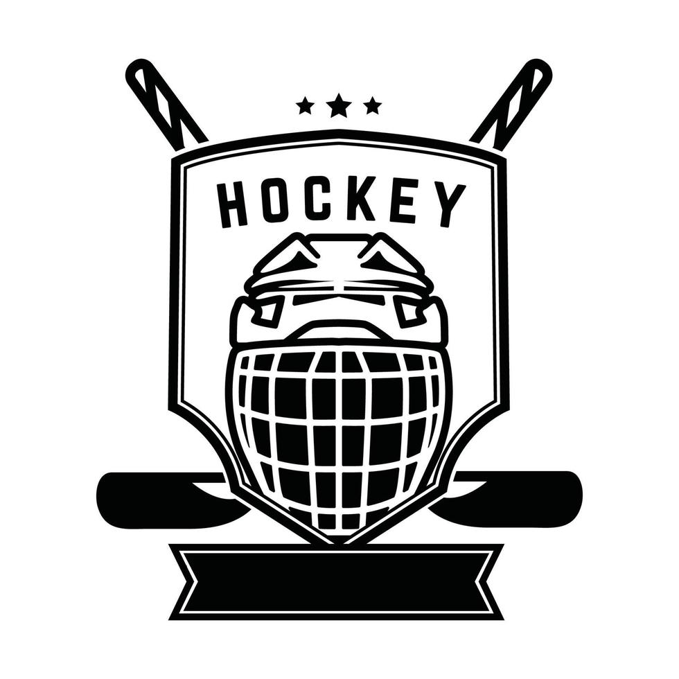 Ice Hockey Logo emblem, Ice hockey player silhouette, vector logo template design