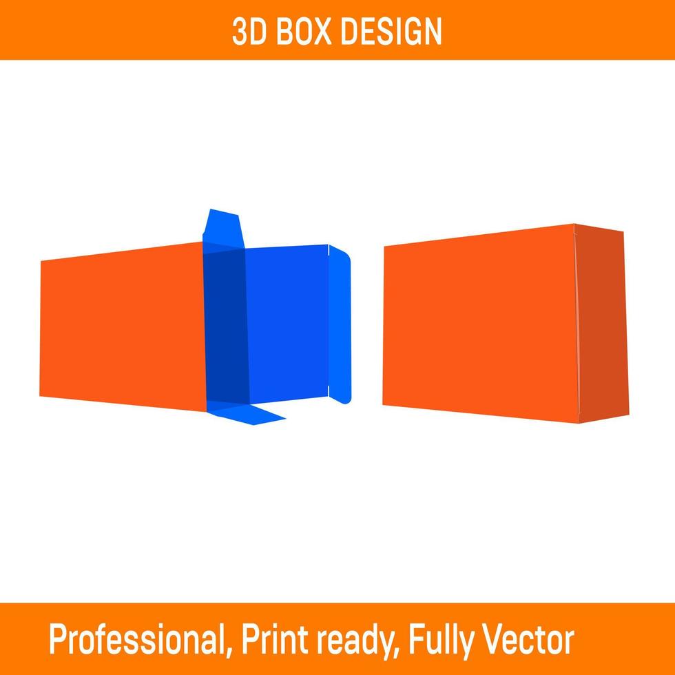 Tuck end box Resizable and editable vector file with Dieline template and 3D Box