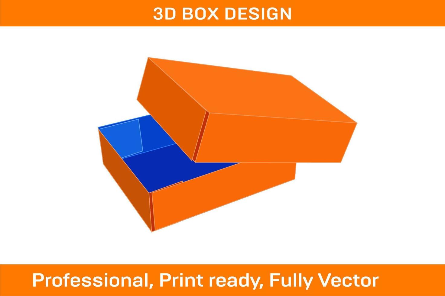 Cardboard carton , Corrugated folding box, 3D render and dieline template vector