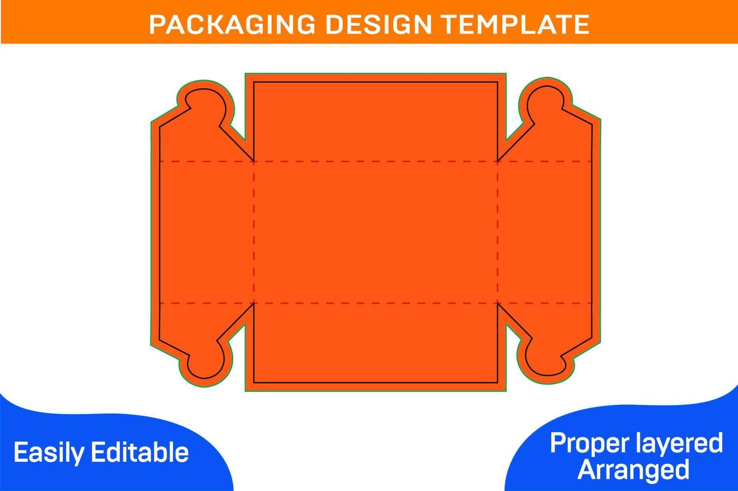 Corrugated tray box dieline tamplate and 3D box vector