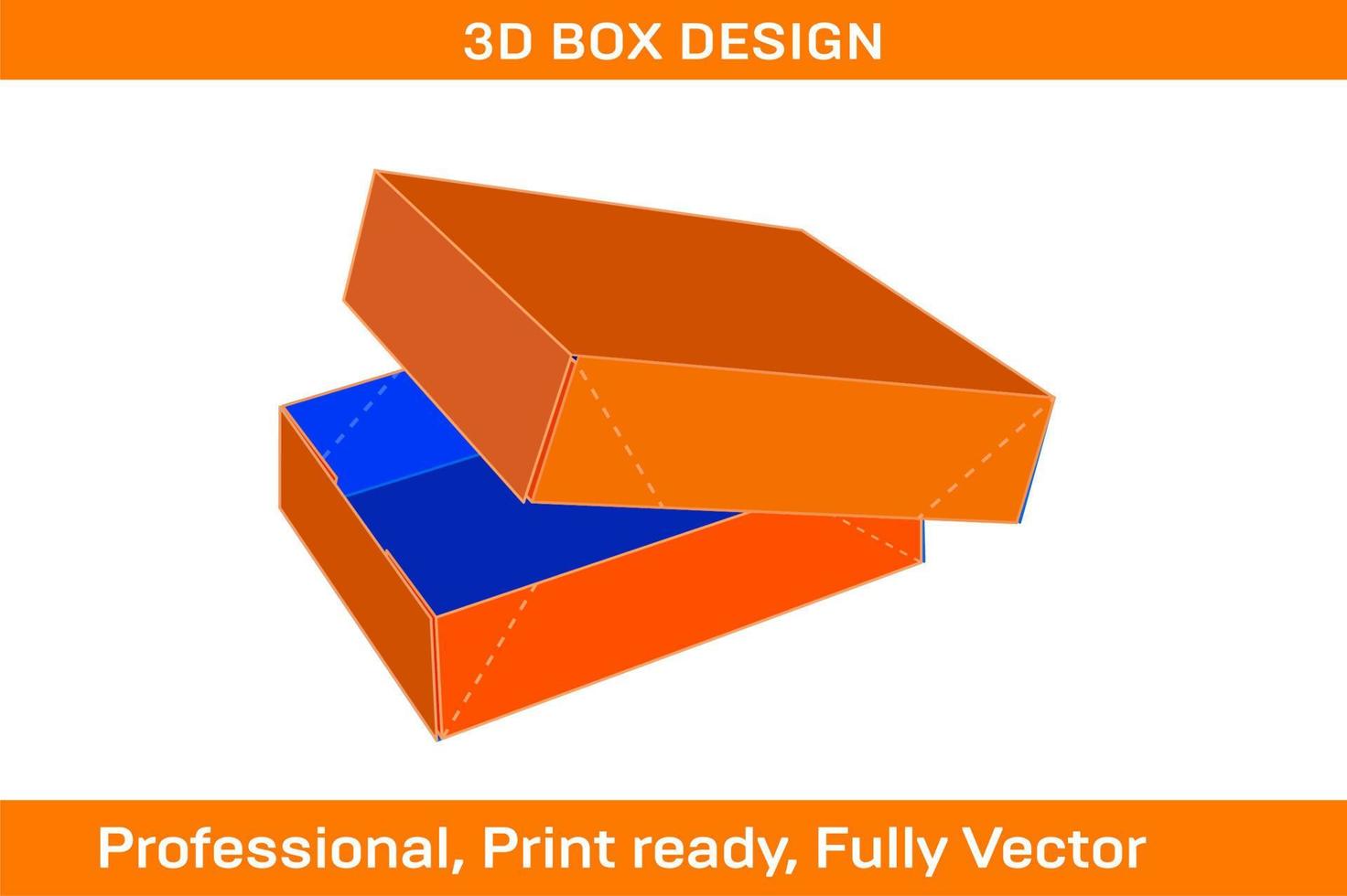 editable y redimensionable caja de cartón caja estándar caja con 3d dieline modelo vector