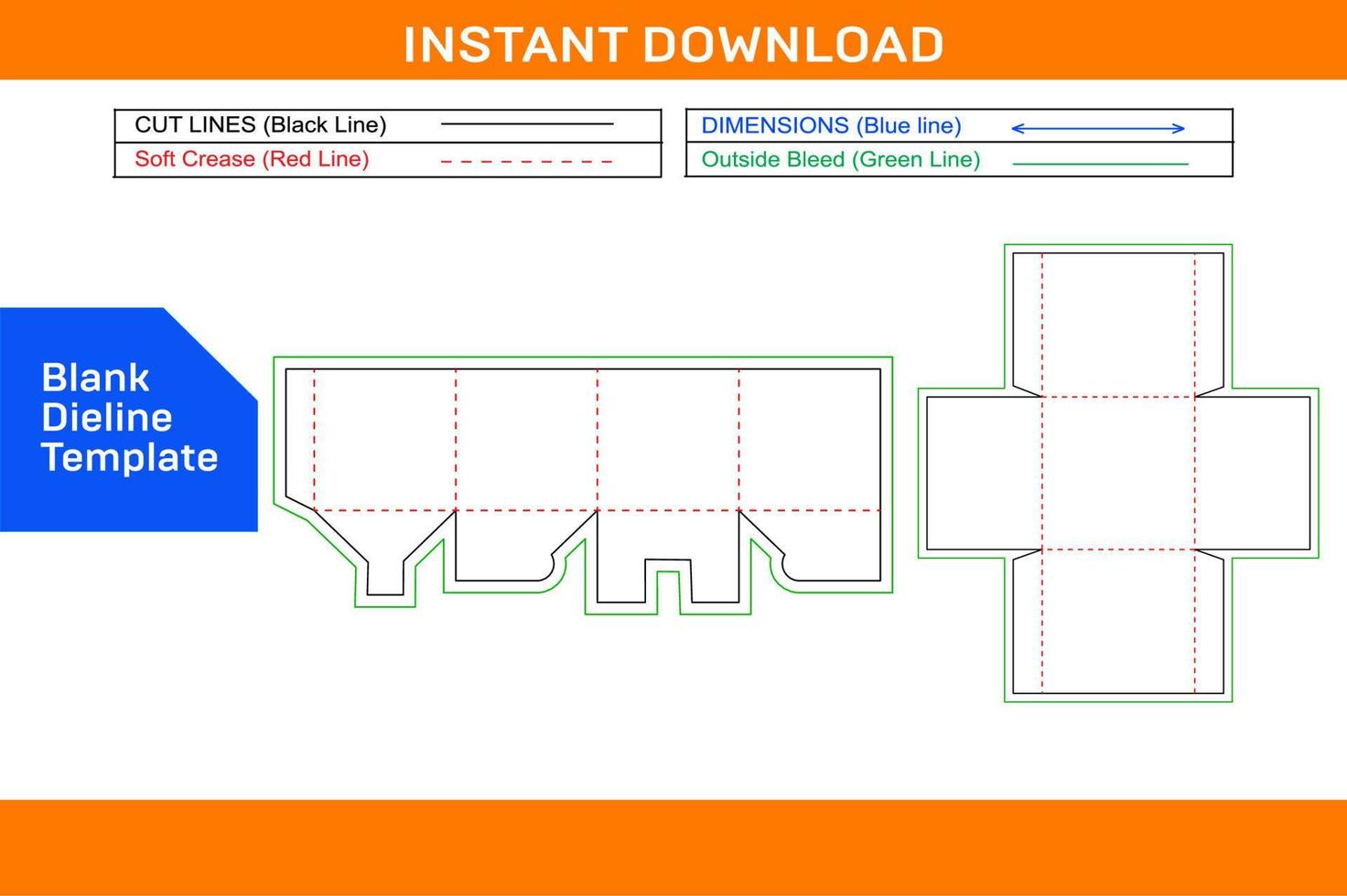 lid box, gift or sweet box dieline template and 3D box design Blank dieline template vector