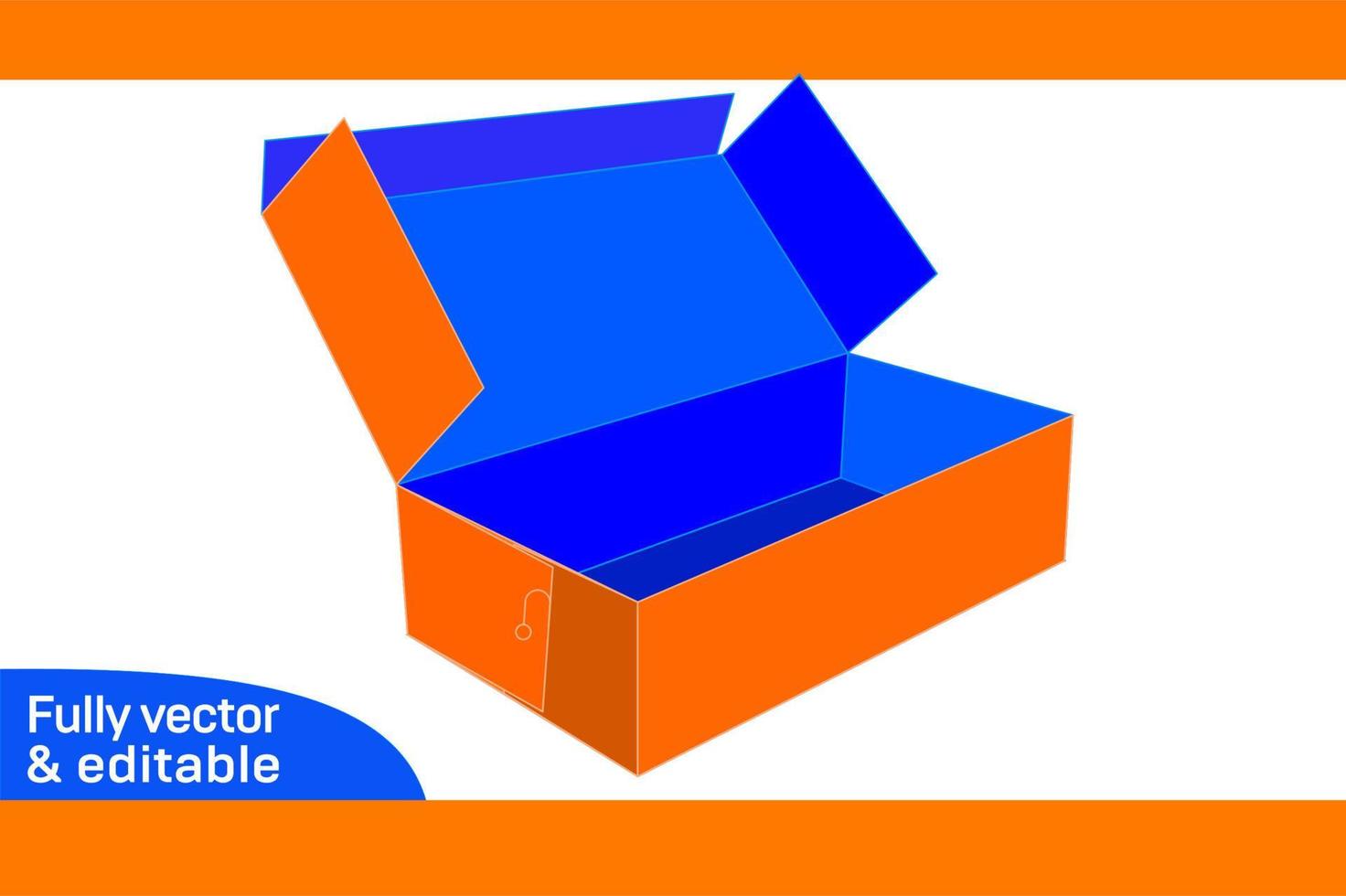 Corrugated Standard shipping box, cardboard carton box dieline template 3D box vector