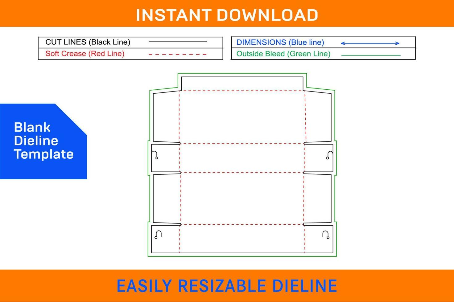 Corrugated Standard shipping box, cardboard carton box dieline template Blank dieline template vector