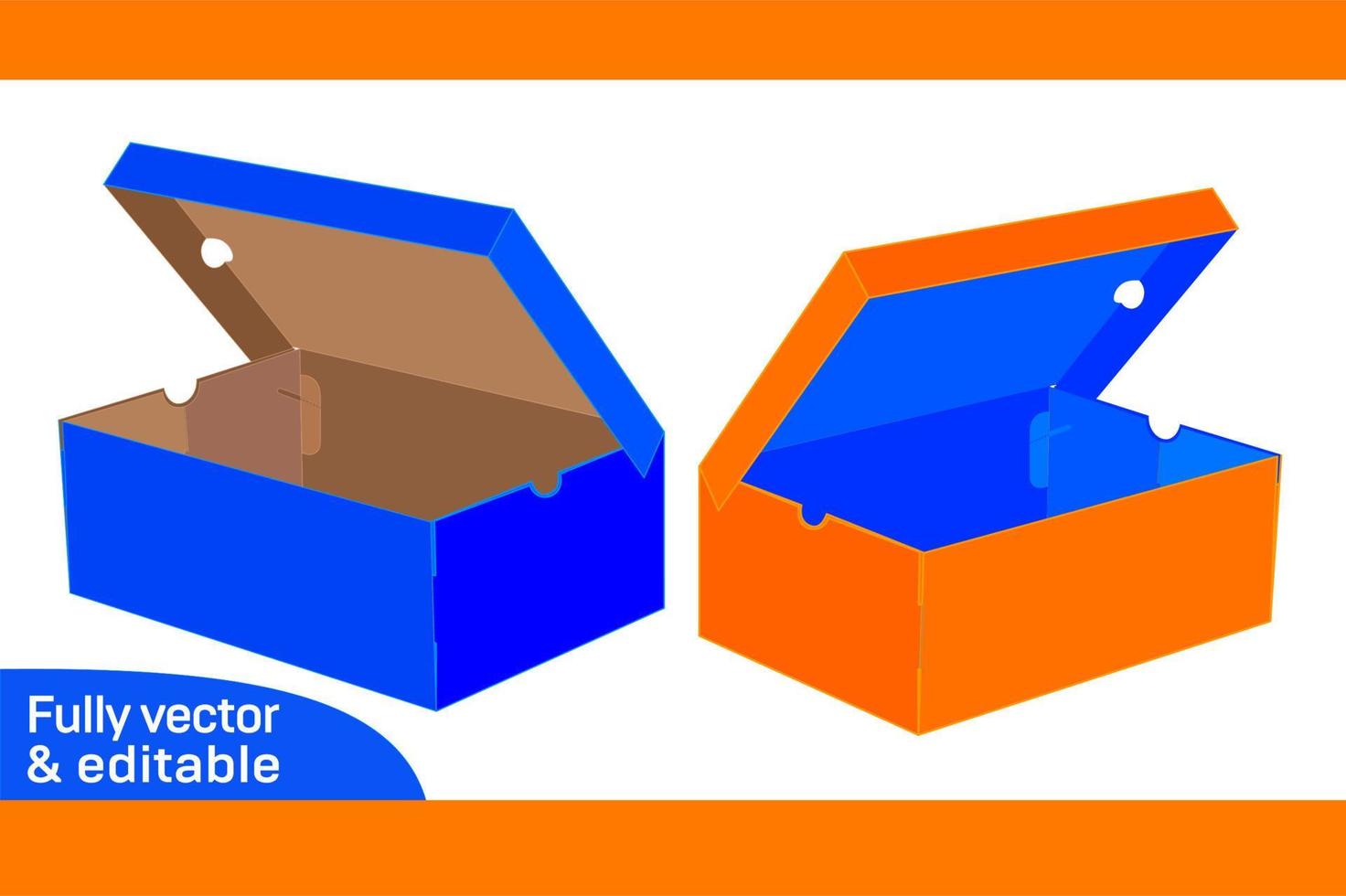 zapato lujo caja sin ninguna pegamento plegable caja dieline modelo y 3d caja diseño 3d caja vector