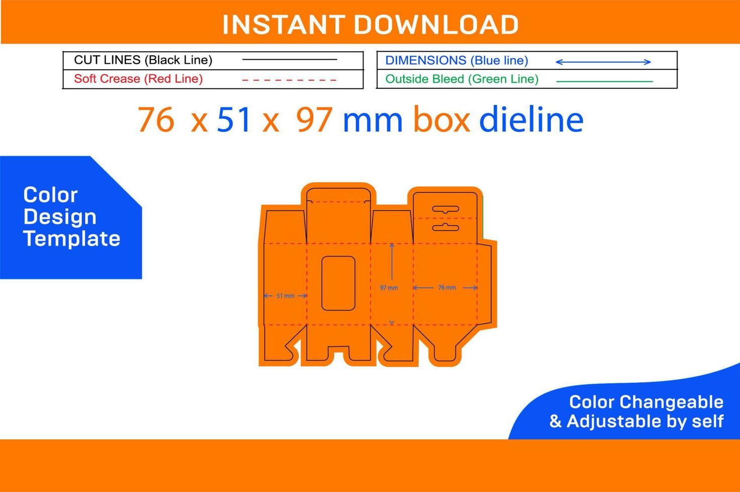 móvil cargador fondo chasquido bloquear caja, colgando ventana 76 X 51 X 97 mm caja dieline modelo color diseño modelo vector