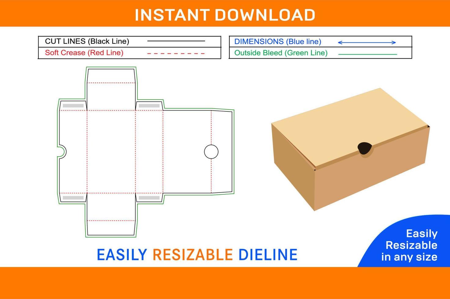 Shoe box Dieline template and 3D box design Box dieline and 3D box vector