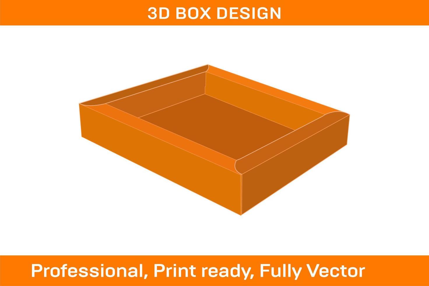 Double wall tray box, Trays with lid cover dieline template and 3D render vector