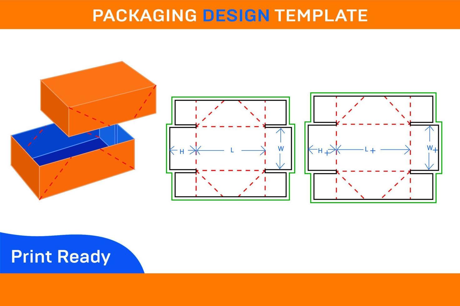 Cardboard carton box, corrugated gift box dieline template and 3D box vector