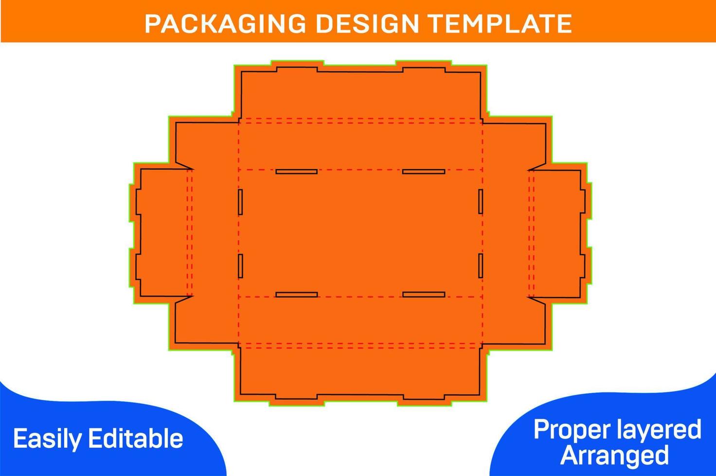 Four side rollover box,Tray box die cut template and 3d vector