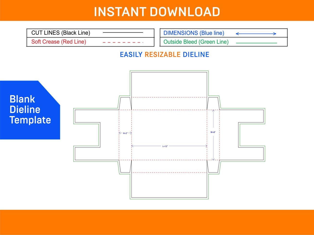 Tissue box large size with flip cover dieline template and 3D box vector file Blank dieline template