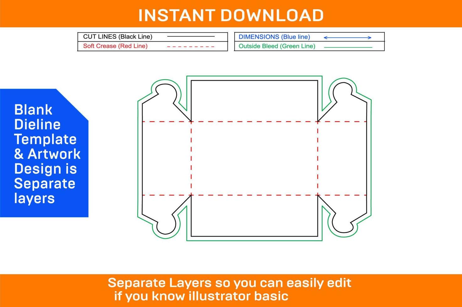 acanalado bandeja caja dieline tamplate y 3d caja vector