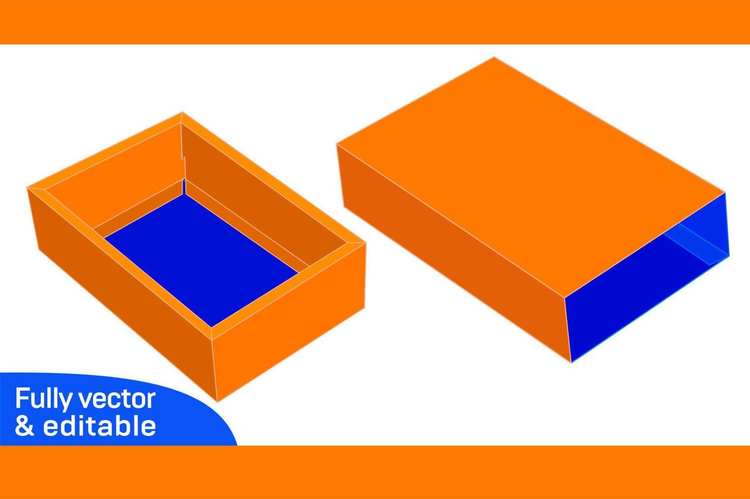 partido caja, cajón manga regalo caja dieline modelo y 3d hacer archivo 3d caja vector
