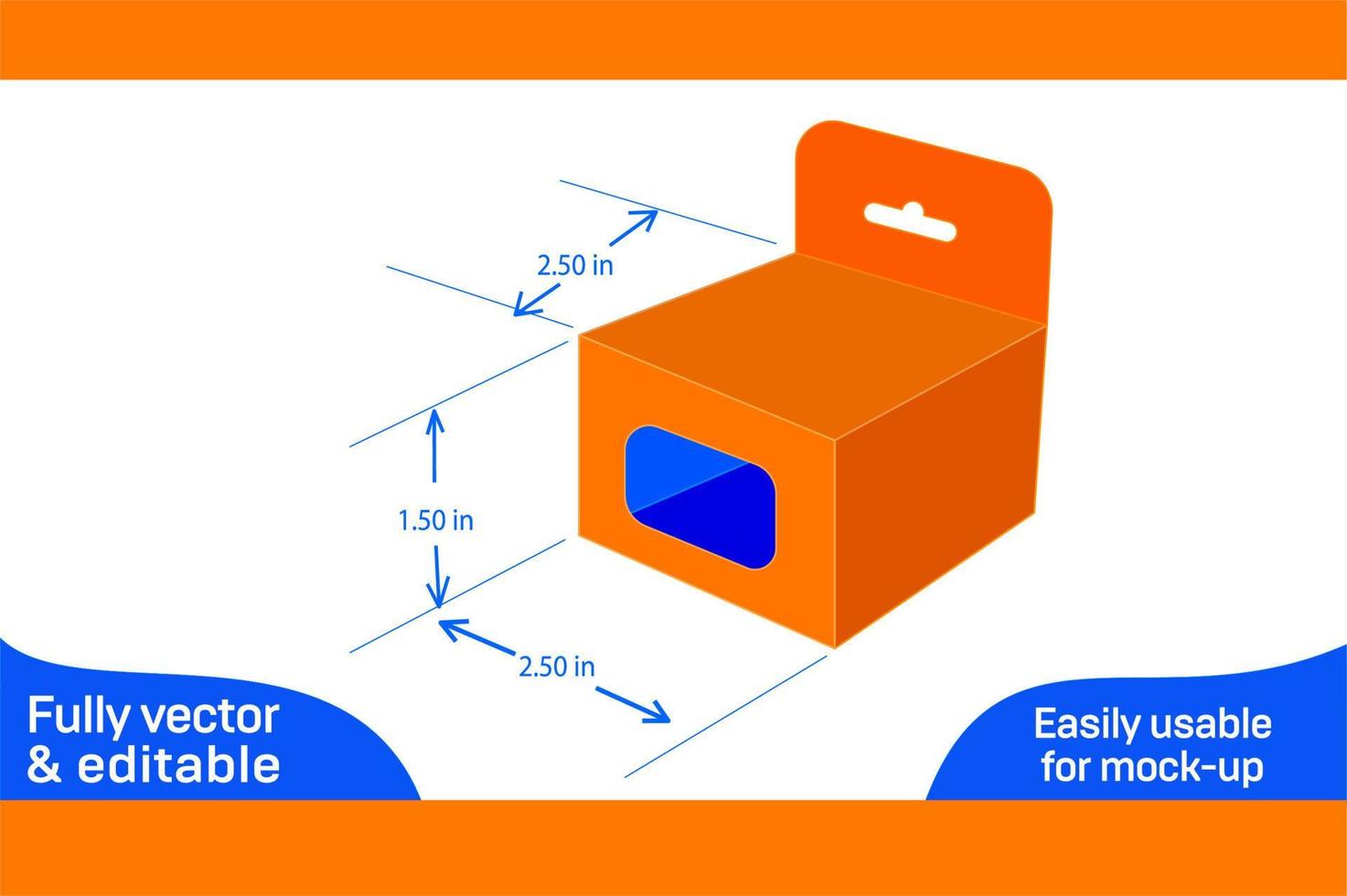 Snap bottom lock mobile charger with Hanging window box dieline template and 3D box design 3D box vector