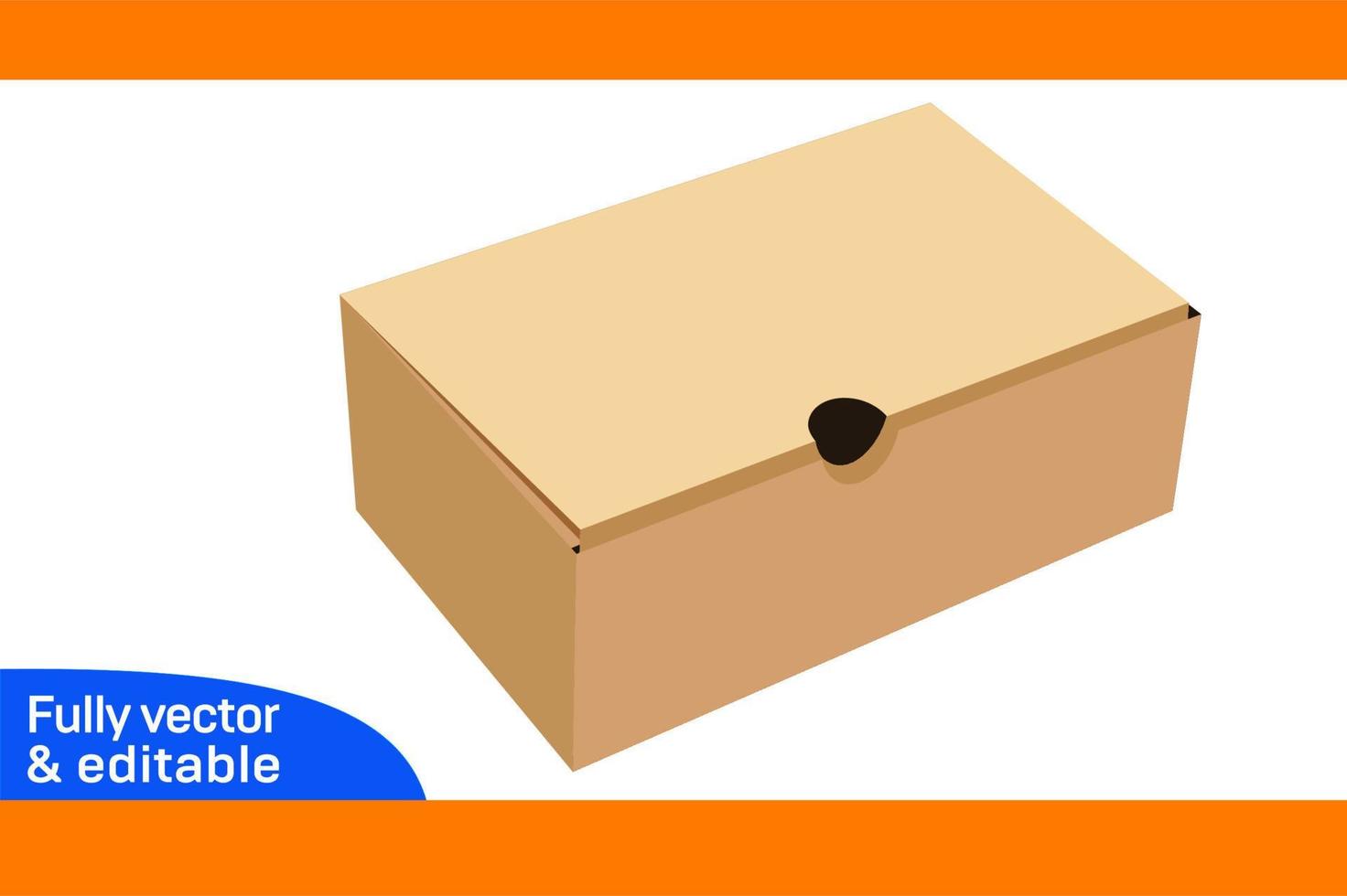 Shoe box Dieline template and 3D box design 3D box vector