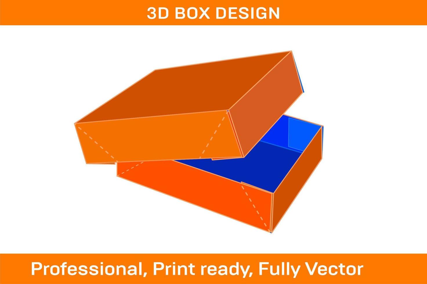 Cardboard carton box, FEFCO-304 standard box dieline template vector
