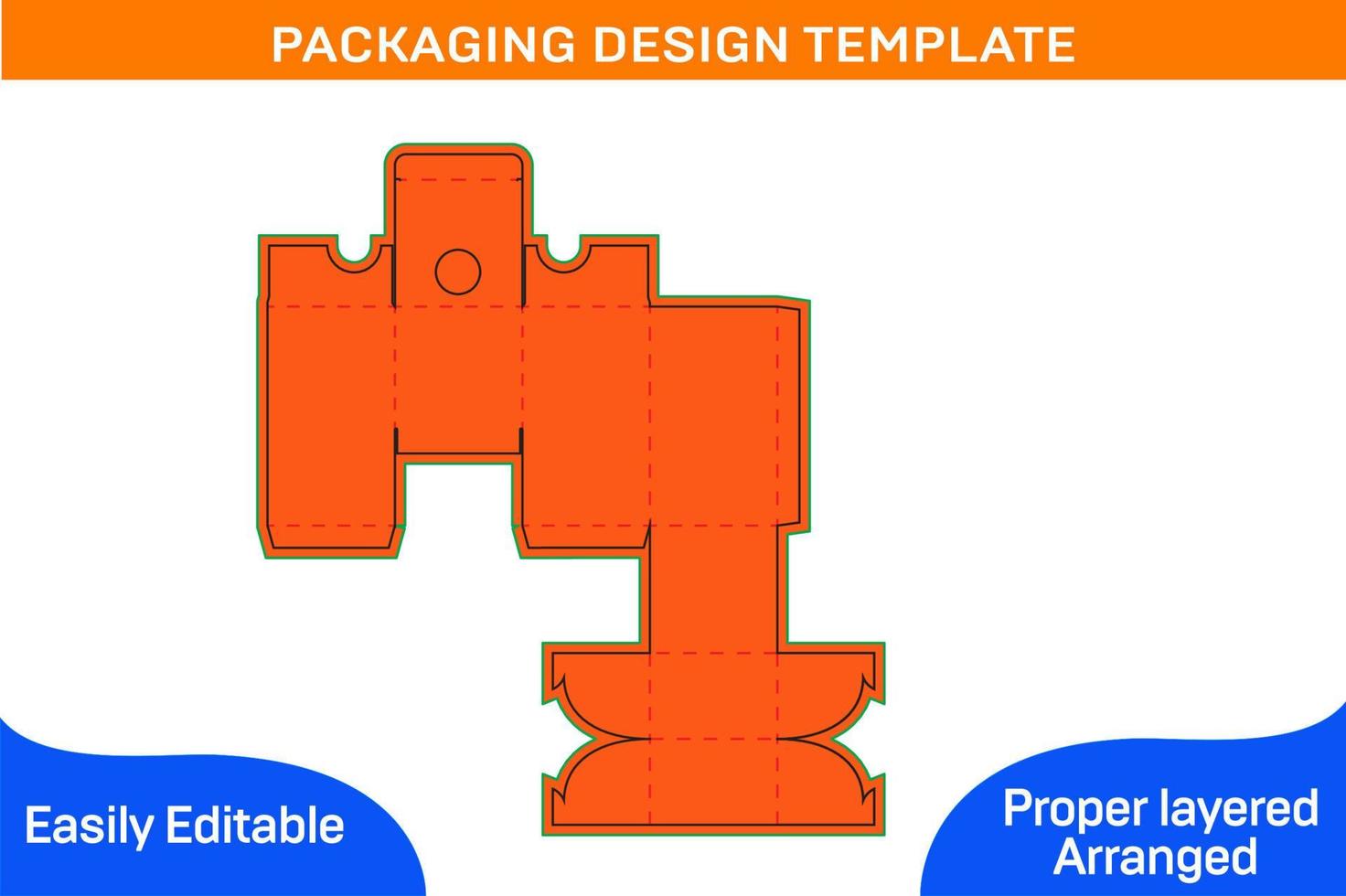 Custom new style box packaging dieline template and 3D render box, bottle box vector