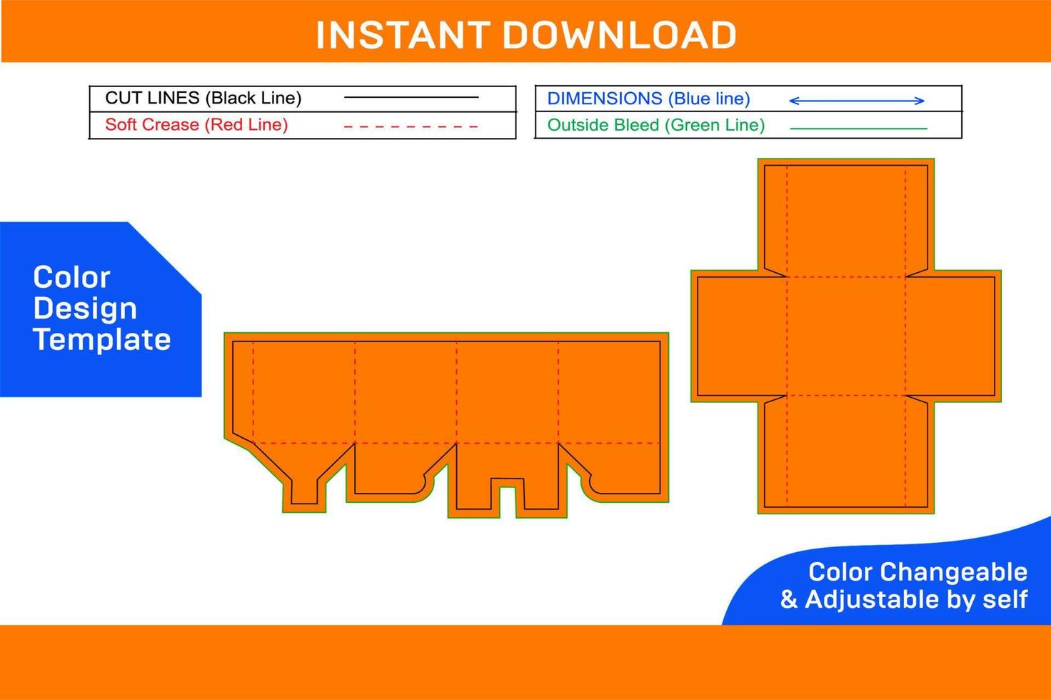 lid box, gift or sweet box dieline template and 3D box design Color Design Template vector