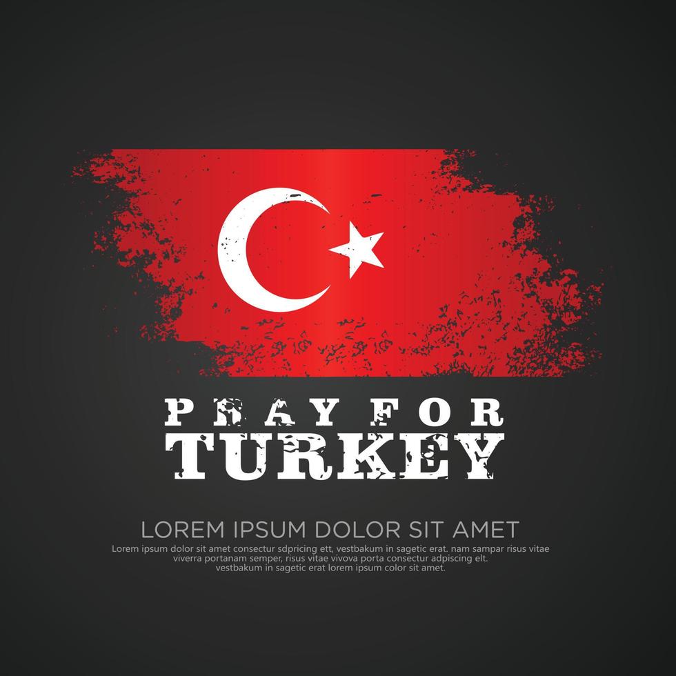 Grunge style turkish flag and map for greeting card vector