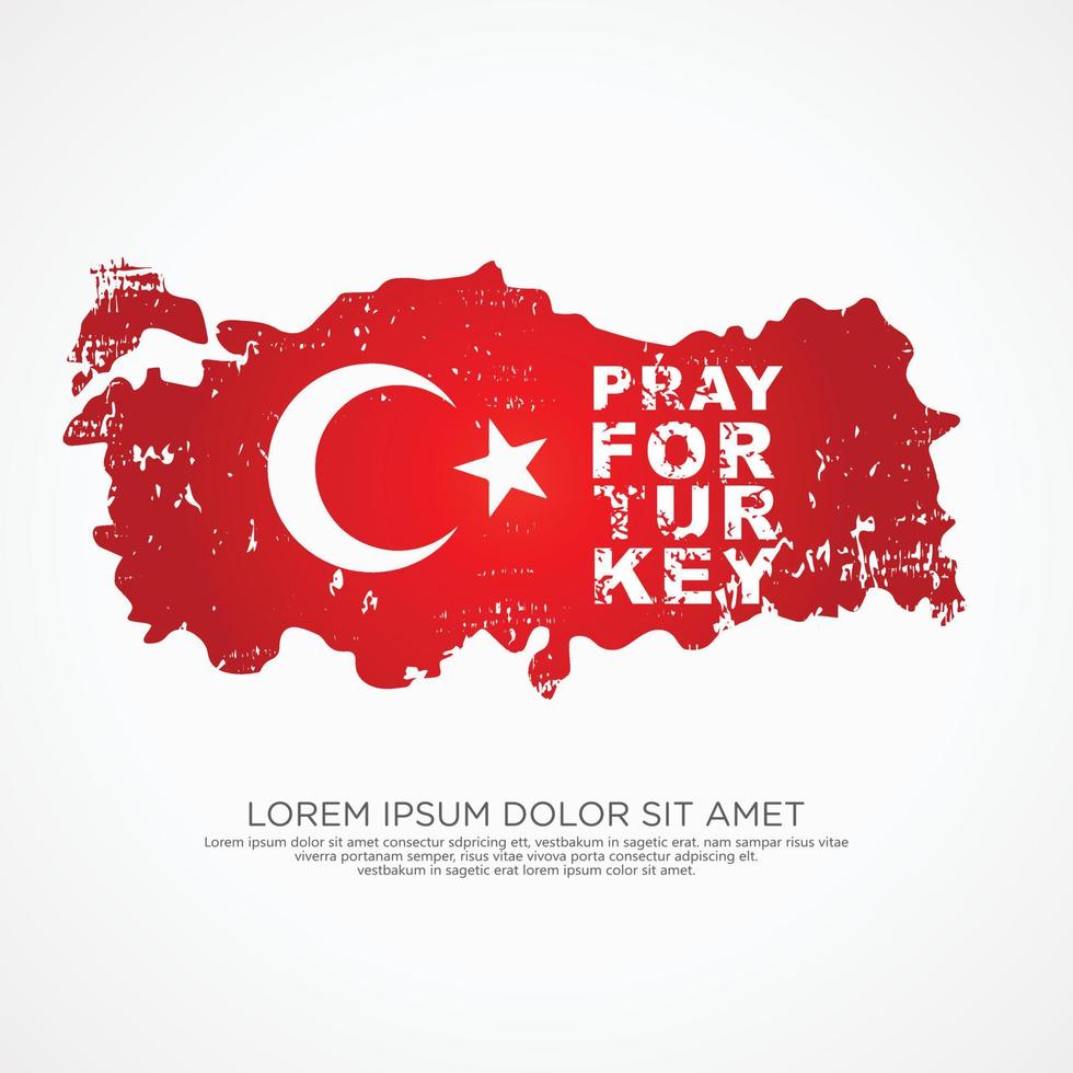 Grunge style turkish flag and map for greeting card vector
