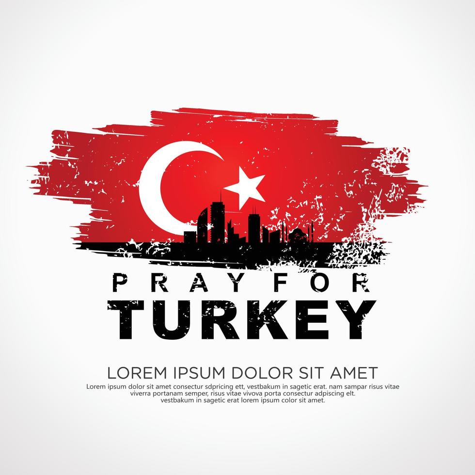 Grunge style turkish flag and map for greeting card vector