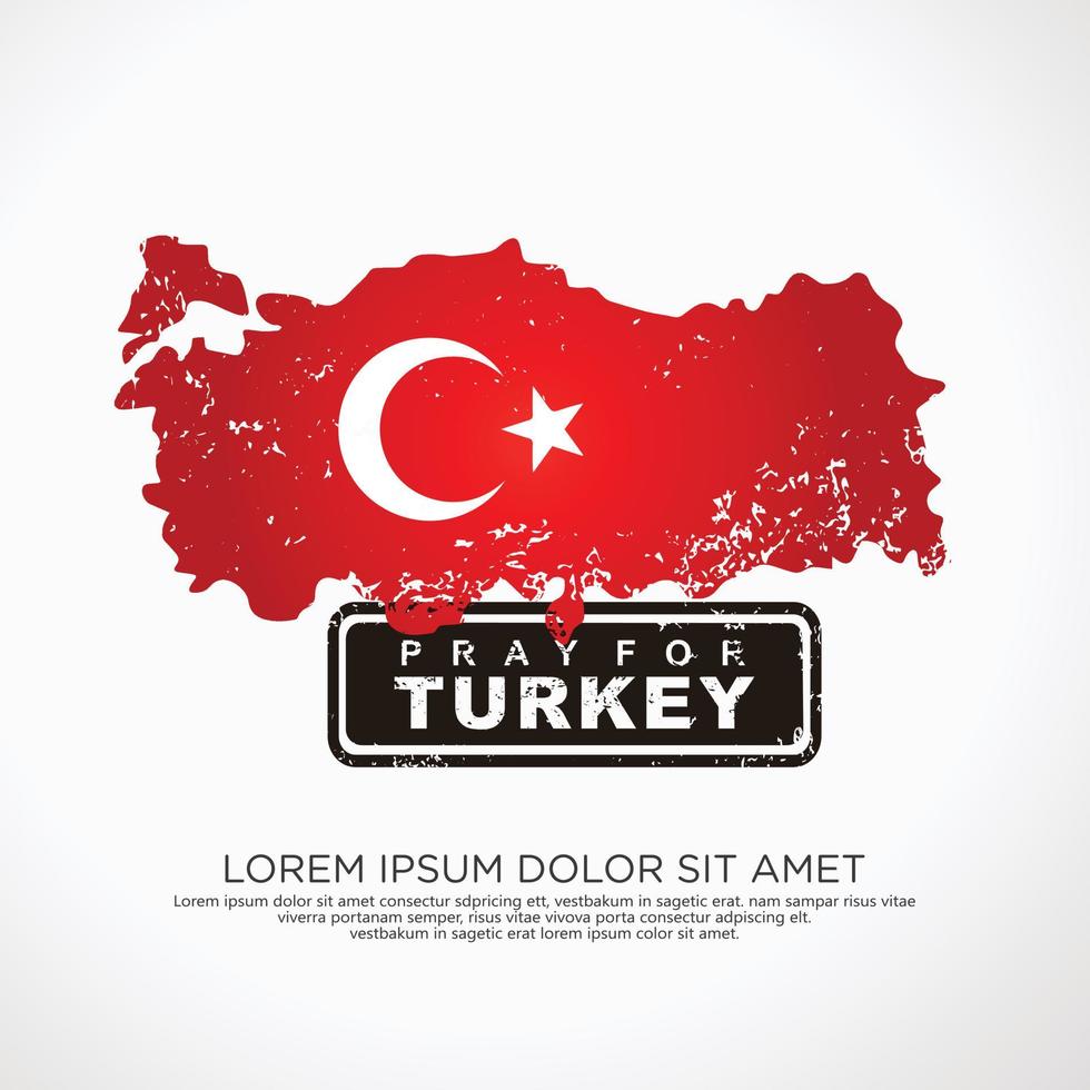grunge estilo turco bandera y mapa para saludo tarjeta vector