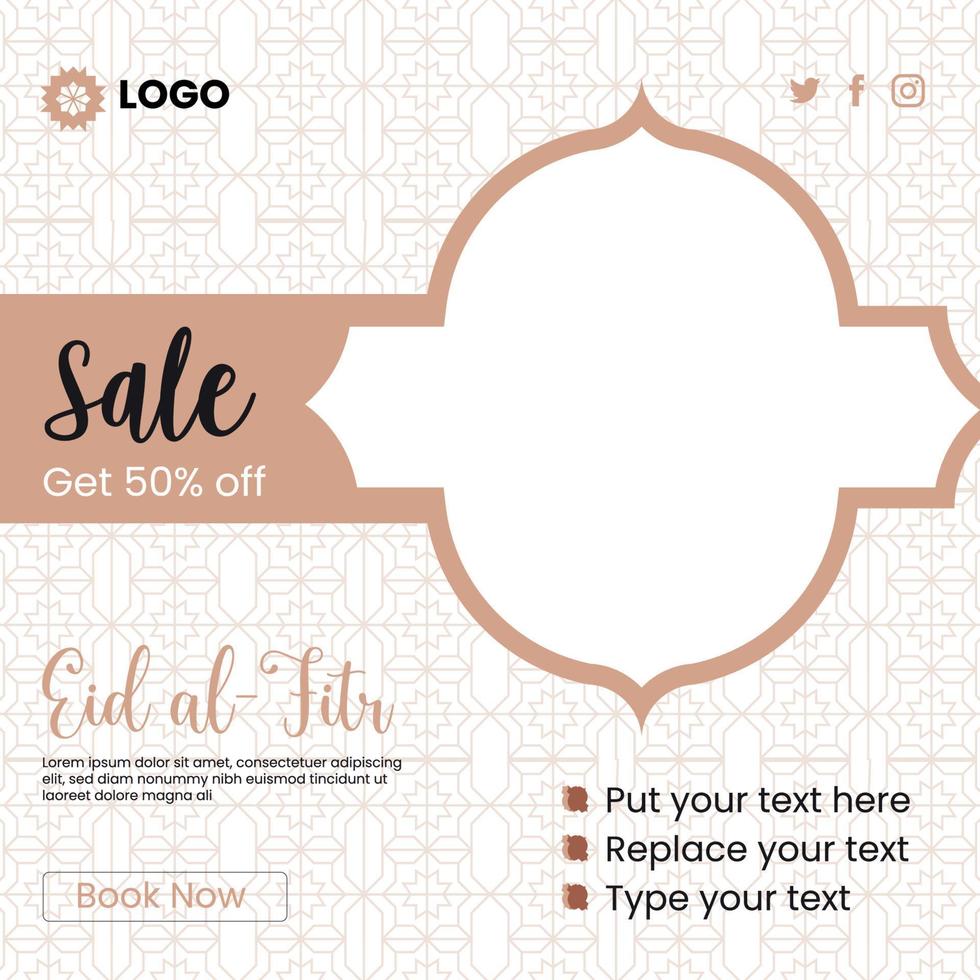 eid sale theme social media post template. Islamic background. Free Vector