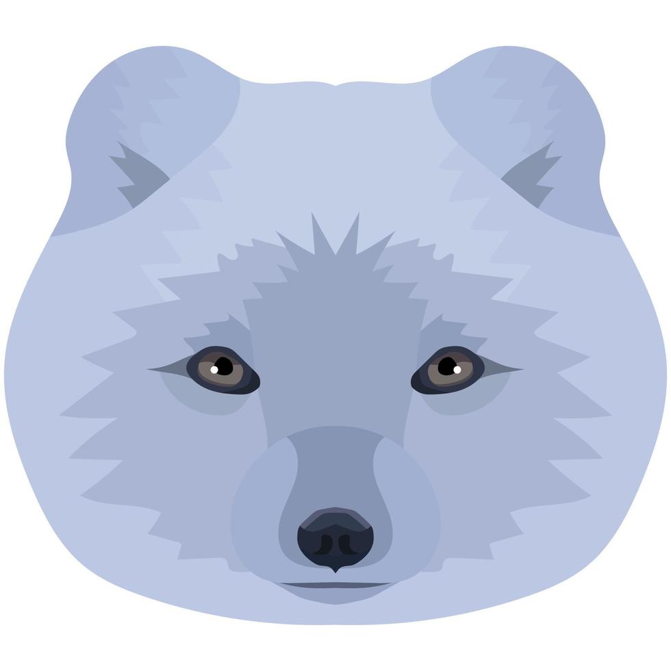 Arctic Fox. An illustration of the muzzle is depicted. Bright portrait on a white background. Vector graphics. animal logo.