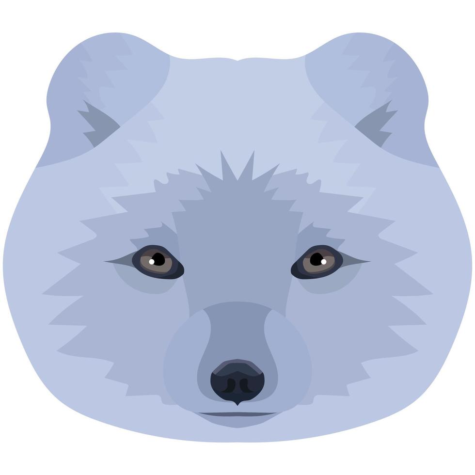 Arctic Fox. An illustration of the muzzle is depicted. Bright portrait on a white background. Vector graphics. animal logo.