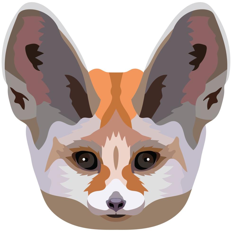 fennec rostro. un ilustración de el bozal de un pequeño orejas zorro es representado. brillante retrato en un blanco antecedentes. vector gráficos. animal logo.