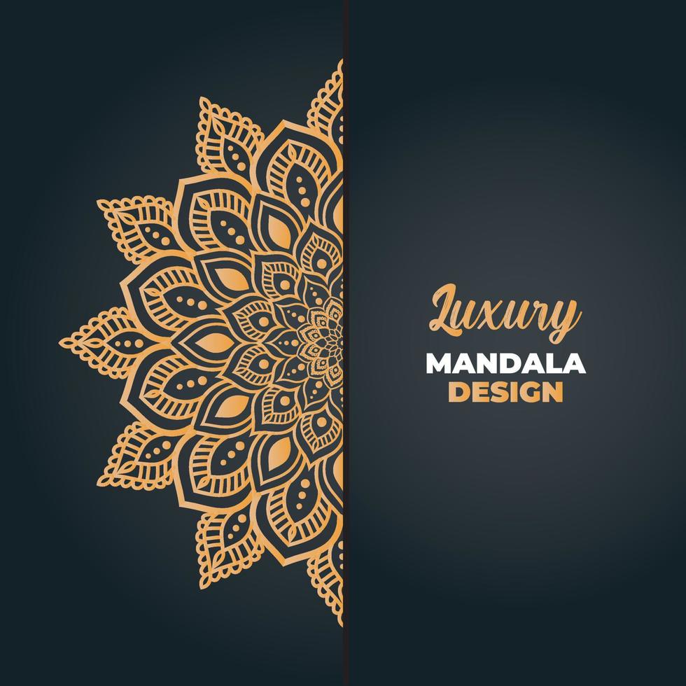 Luxury mandala design and islamic background in golden color vector