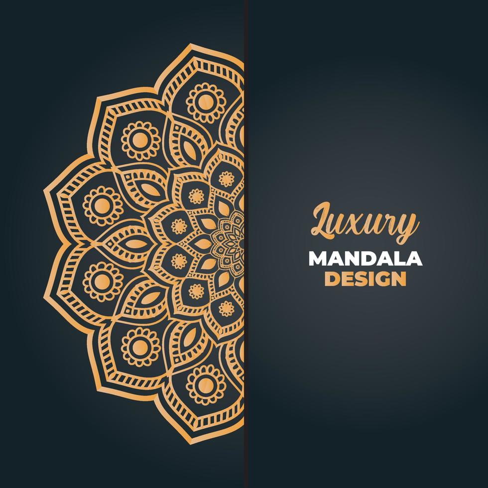 Luxury mandala design and islamic background in golden color vector