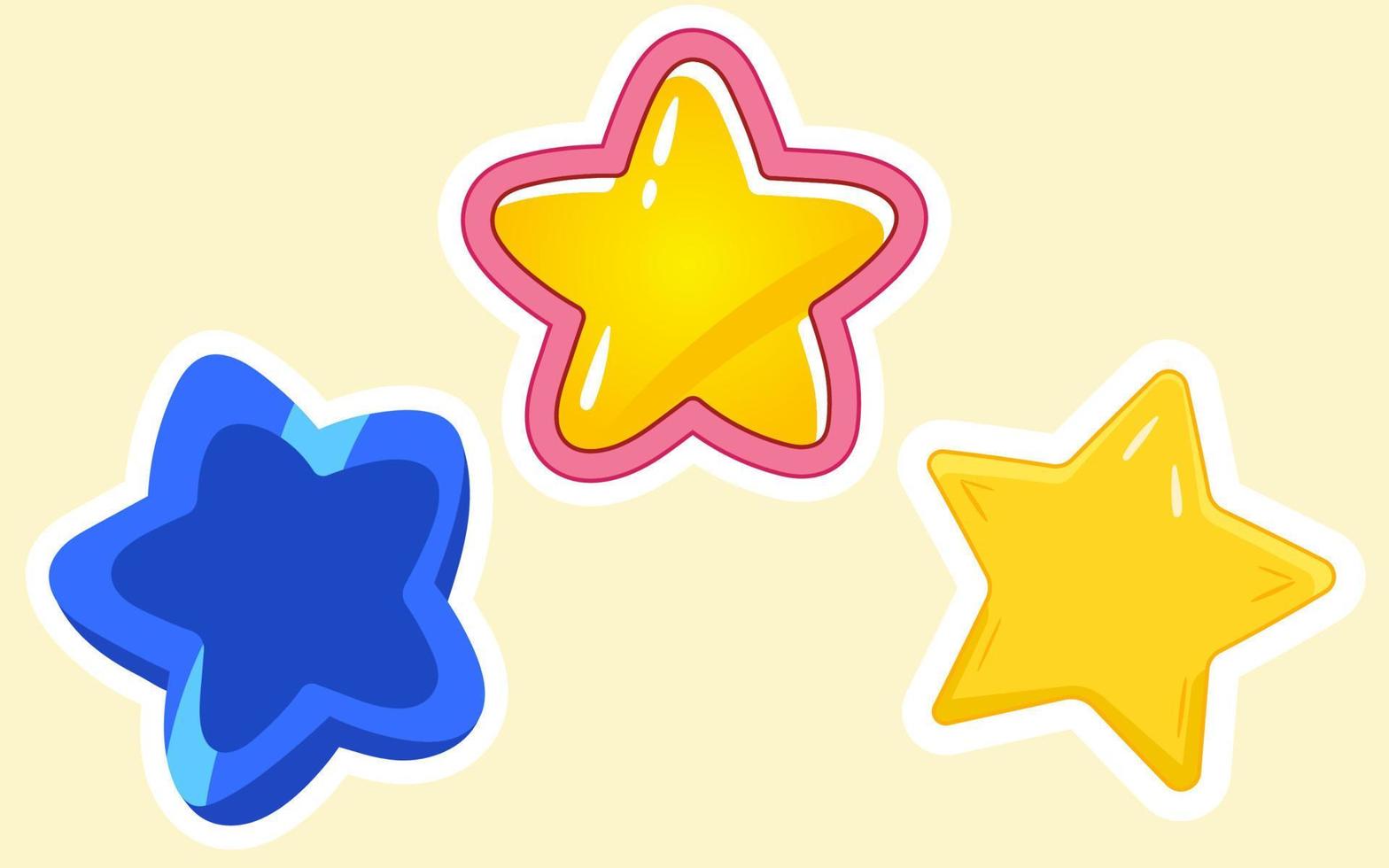Cartoon Stars Stickers Vector set