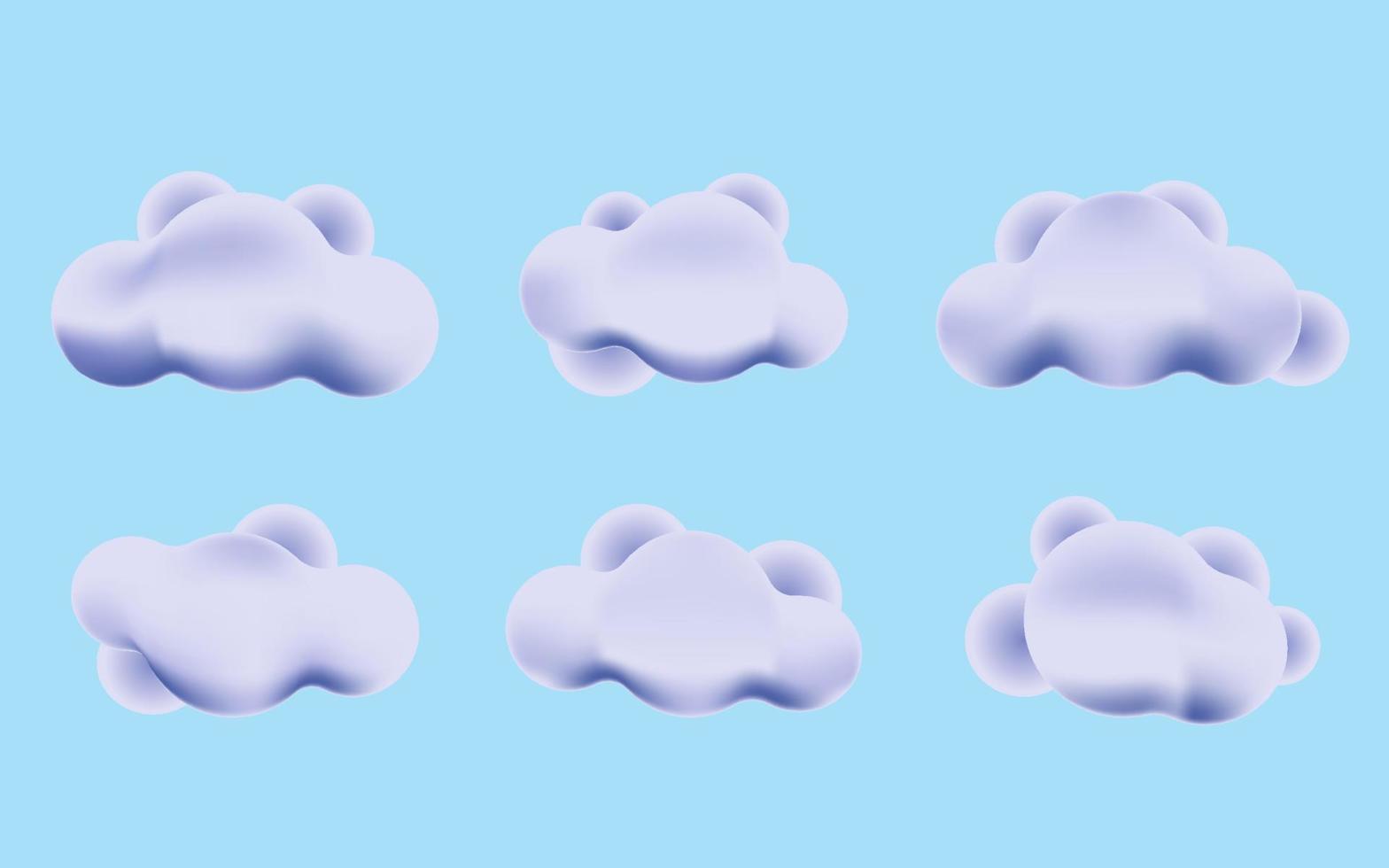 Cute 3D Realistic Clouds Vector Set Collection