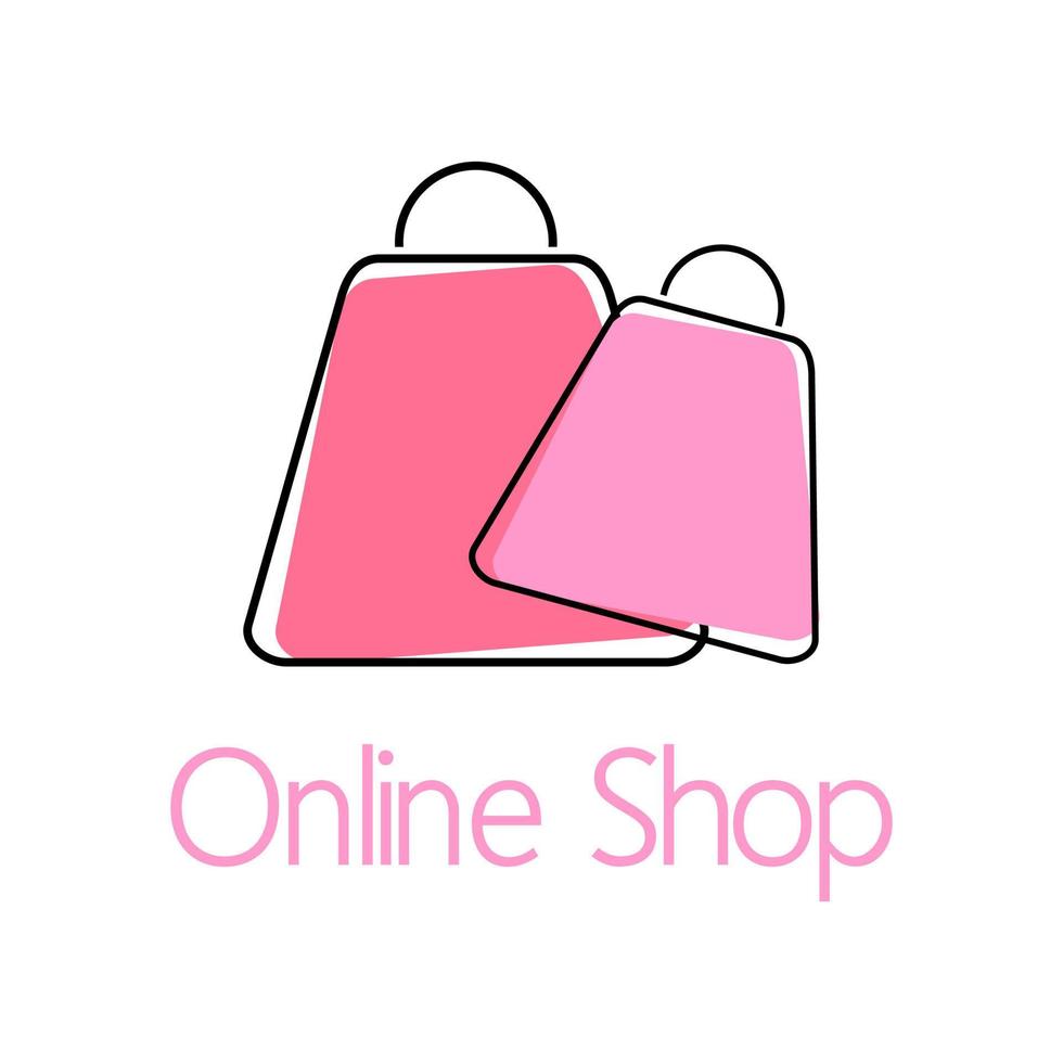 Online Shop Bag Logo Idea Vector