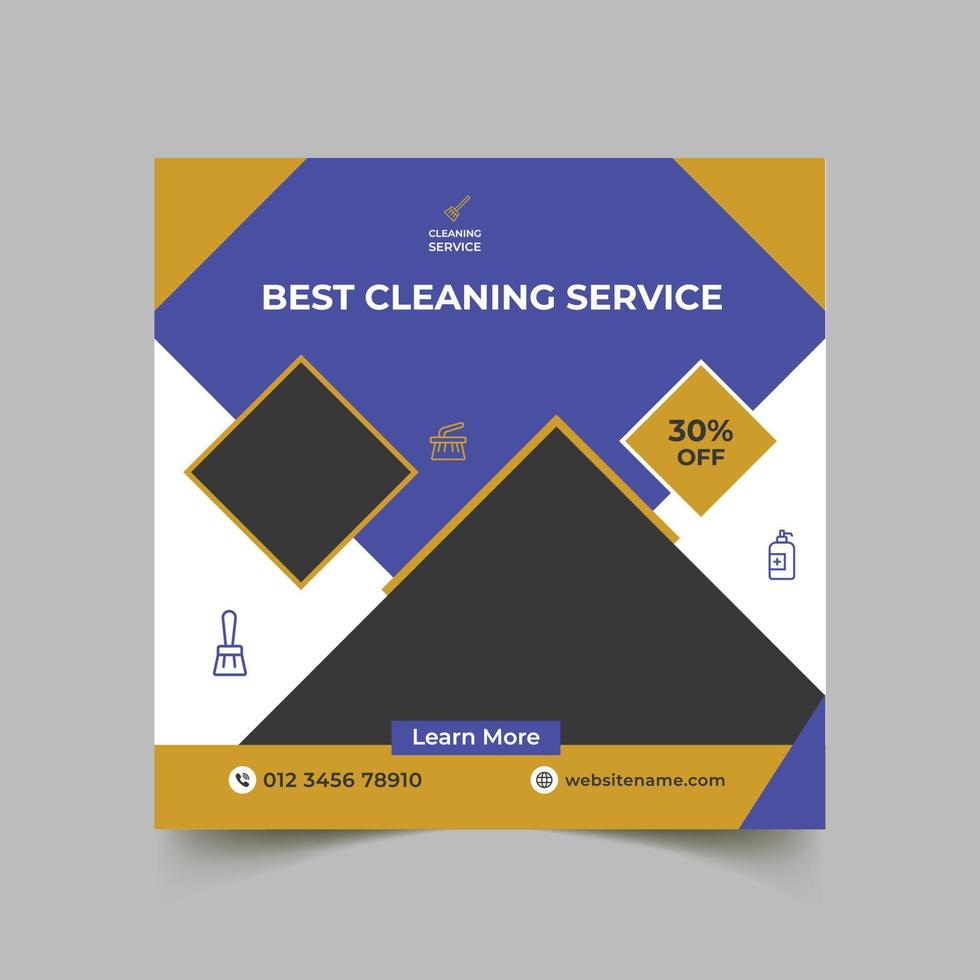 Best cleaning service social media post design template vector