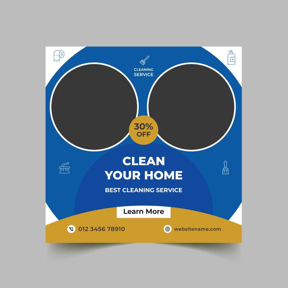Best cleaning service social media post design template vector