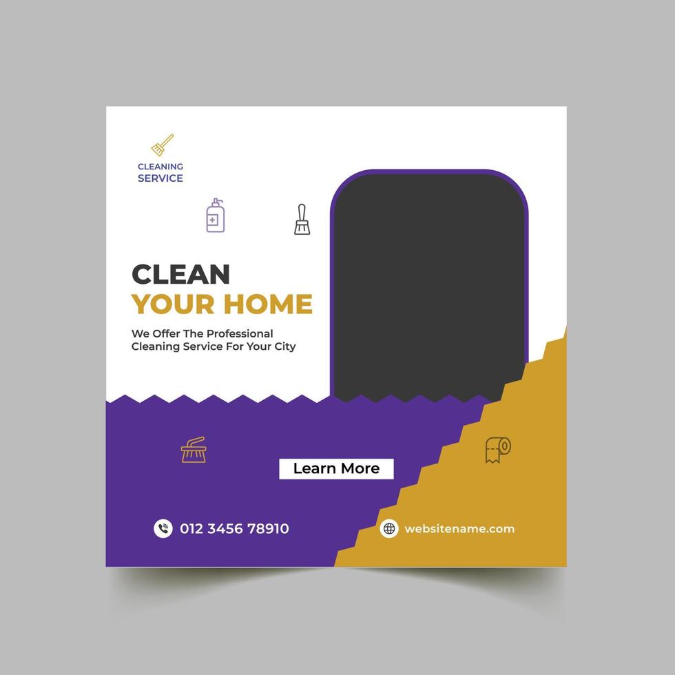 Best cleaning service social media post design template vector