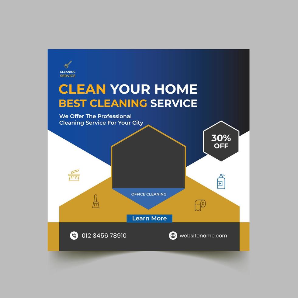 Best cleaning service social media post design template vector