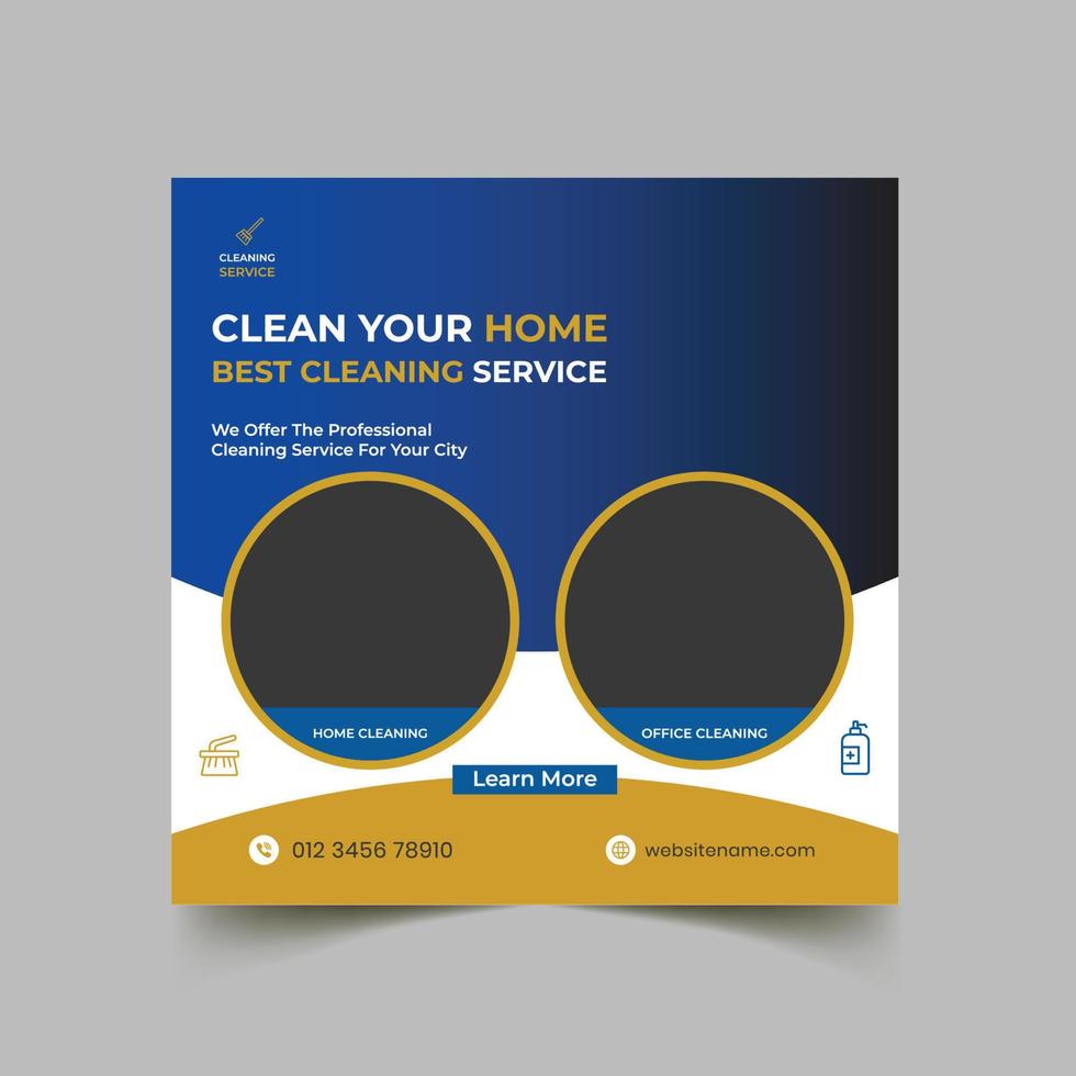 Best cleaning service social media post design template vector