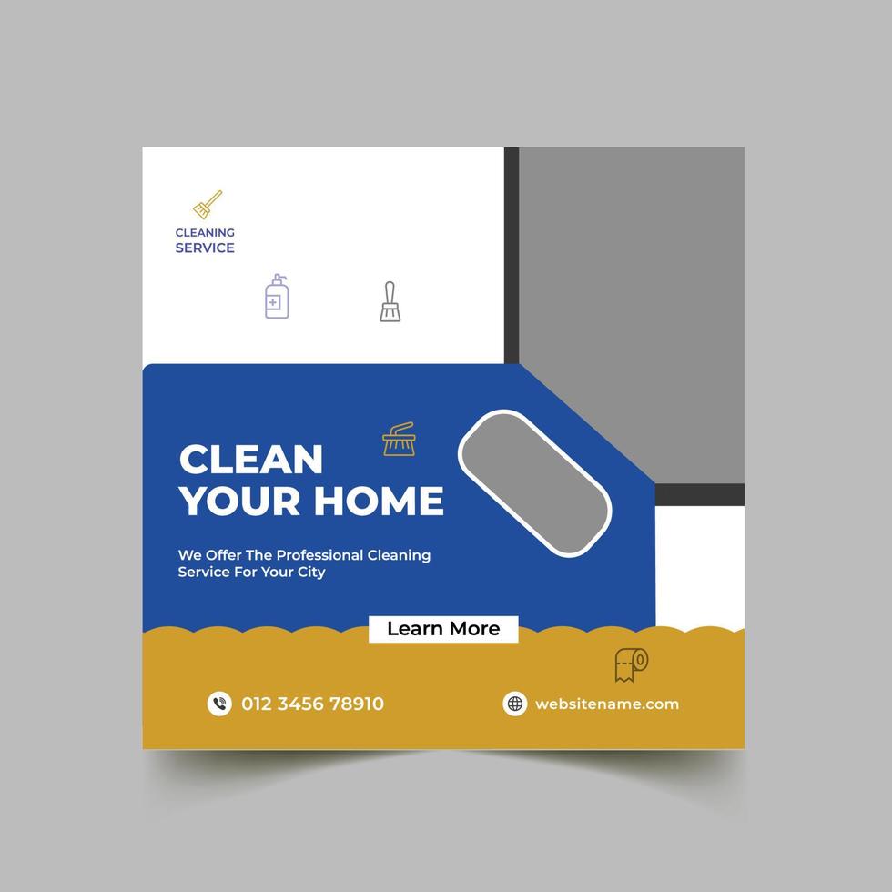 Best cleaning service social media post design template vector
