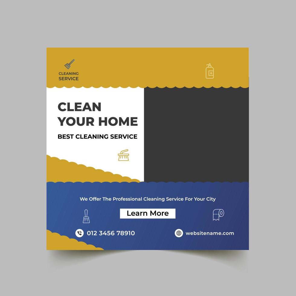 Best cleaning service social media post design template vector