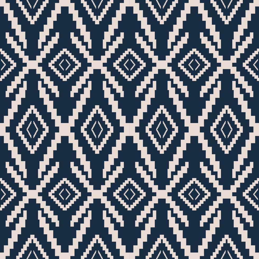 Aztec Kilim blue-white pattern. Aztec Kilim geometric square diamond shape seamless pattern background. Southwest geometric pattern use for fabric, home decoration elements, upholstery, wrap. vector