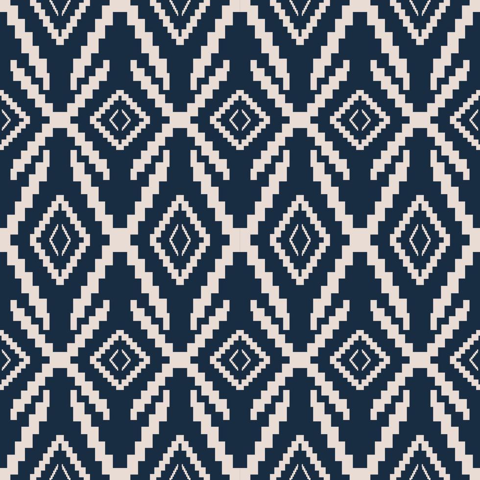 Aztec Kilim blue-white pattern. Aztec Kilim geometric square diamond shape seamless pattern background. Southwest geometric pattern use for fabric, home decoration elements, upholstery, wrap. vector