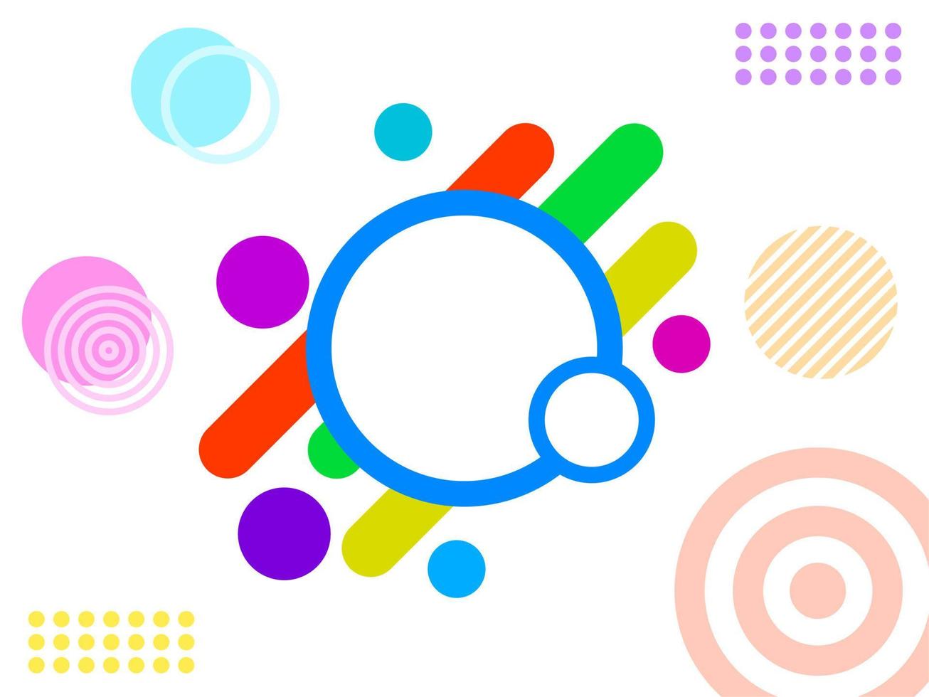 Colorful circle background with memphis style vector