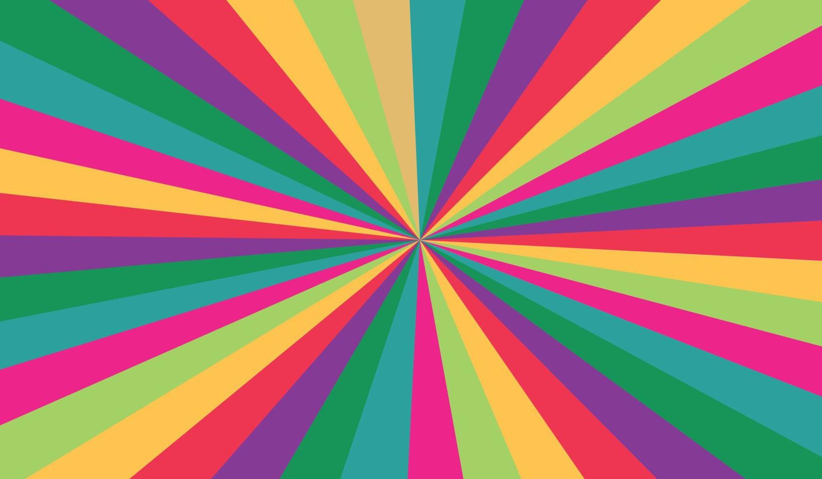 Rainbow color burst background Rays background in retro style Vector