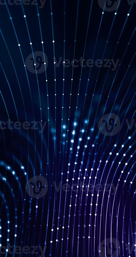 Vertical Technology background with connected dots. Metaverse connection uploading information. photo