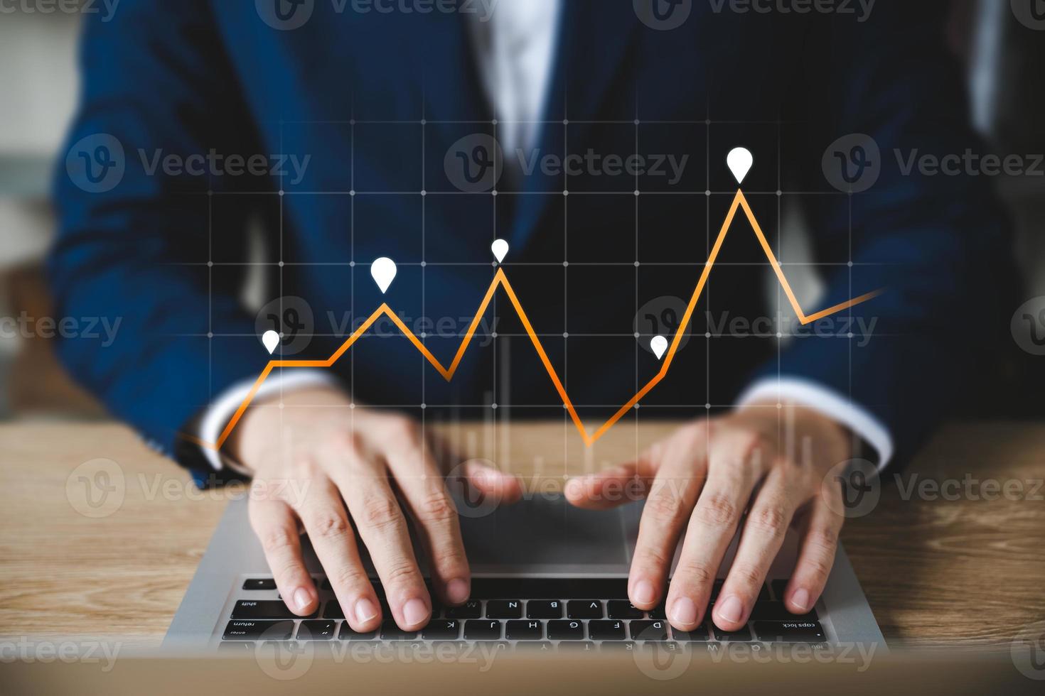 Business people analyze financial data chart trading forex, investing in stock markets, funds and digital assets, Business finance technology and investment concept, Business finance background. photo